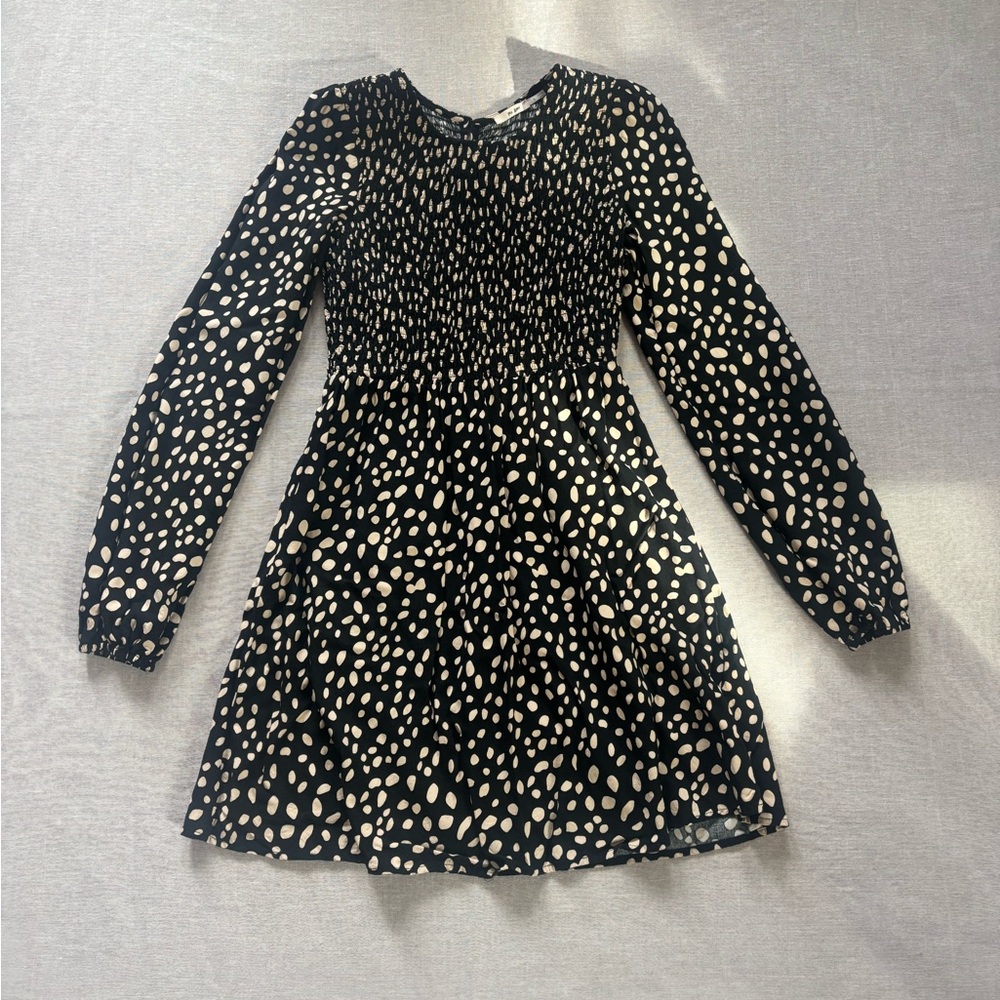 Mi Ami black polka dot coquette swingy dress size S